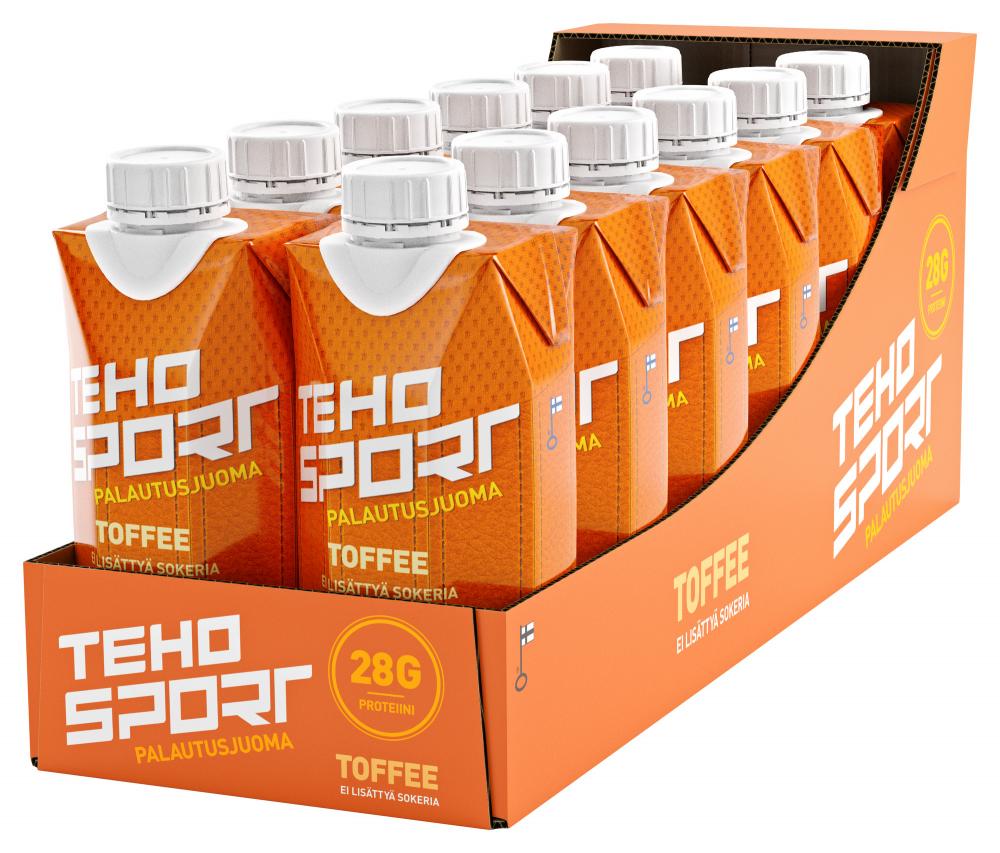 12 kpl TEHO Sport palautusjuoma 330 ml, toffee