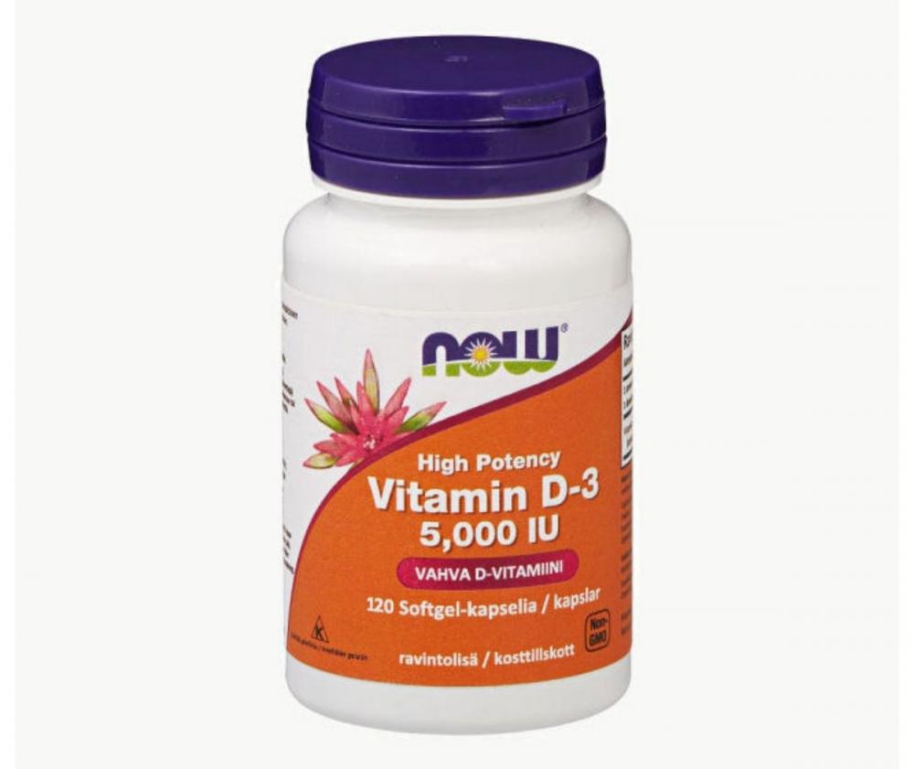 NOW Foods Vitamin D-3 5000 IU, 120 kaps.