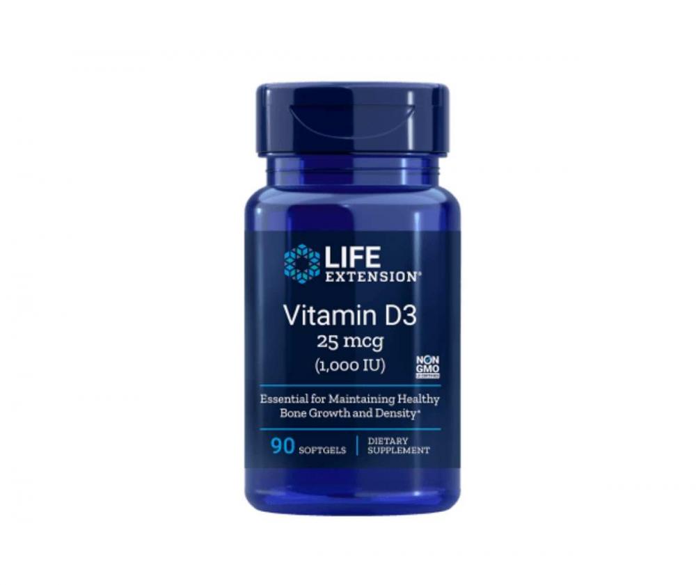 LifeExtension Vitamin D3, 25 mcg, 1000 IU, 90 kaps