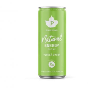 Puhdistamo Natural Energy Drink, 330 ml, Vihreä Omena