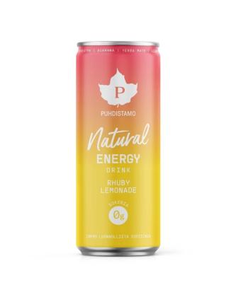 Puhdistamo Natural Energy Drink, 330 ml, Rhuby Lemonade