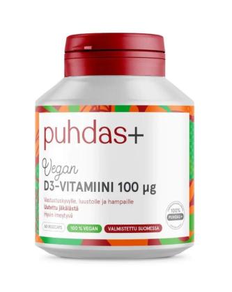 Puhdas+ Kasviperäinen D3-vitamiini 100 µg, 60 kaps.