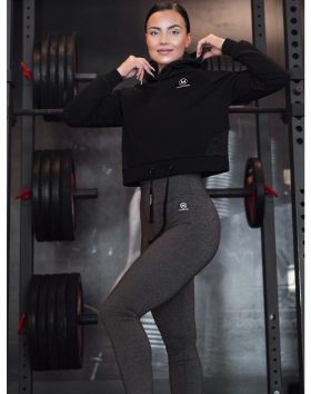 M-NUTRITION Sports Wear High Waist Workout Tights, Melange Grey